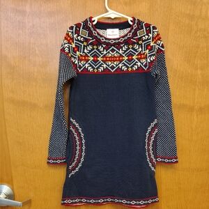 Hanna Andersson Navy and Red Knit Sweater Dress